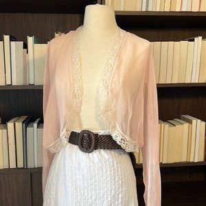 Vintage Victoria Secret Gold Label Cropped Sheer Pink Shawl